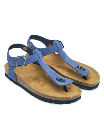 Mandel Leder-Zehensandalen in Blau