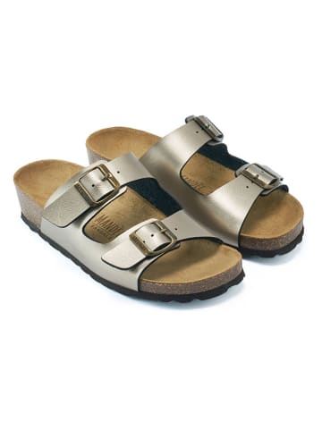 Mandel Leder-Pantoletten in Gold