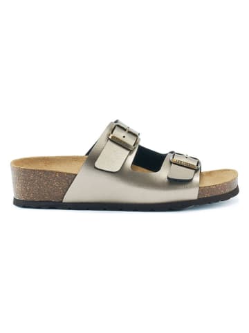 Mandel Leder-Pantoletten in Gold