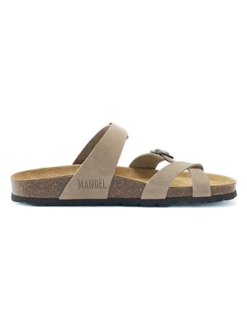 Mandel Leder-Zehentrenner in Taupe