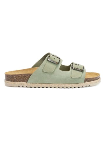 Mandel Leren slippers groen