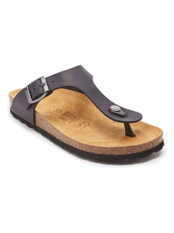 Mandel Leren teenslippers zwart
