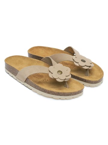 Mandel Leder-Zehentrenner in Beige