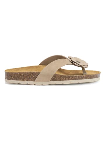 Mandel Leder-Zehentrenner in Beige