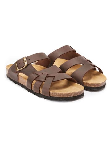 Mandel Leren slippers bruin