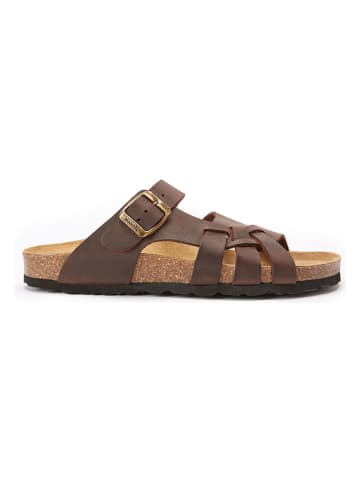 Mandel Leren slippers bruin