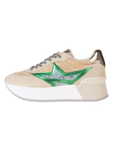 Liu Jo Leder-Sneakers "Dreamy" in Beige/ Grün/ Gold