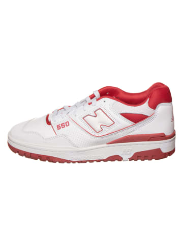 New Balance Leder-Sneakers "550" in Weiß/ Rot