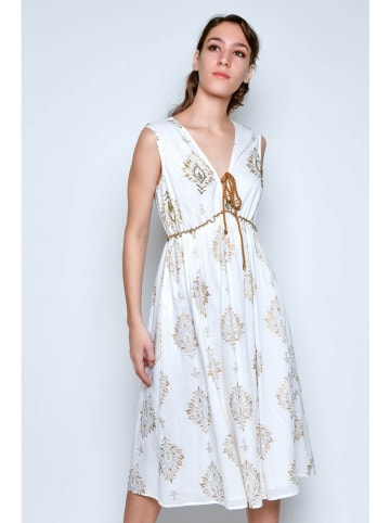 Tarifa Kleid in Weiß/ Gold