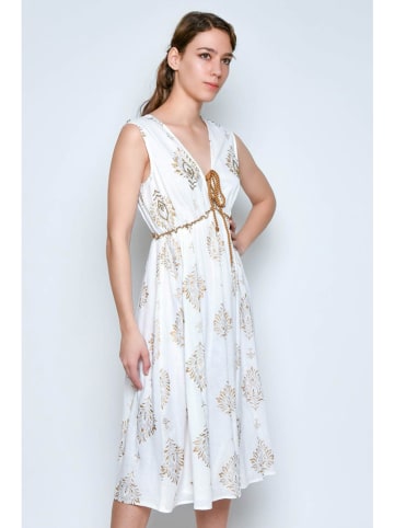 Tarifa Kleid in Weiß/ Gold