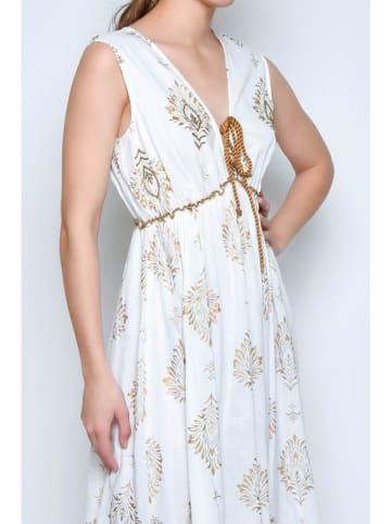 Tarifa Kleid in Weiß/ Camel
