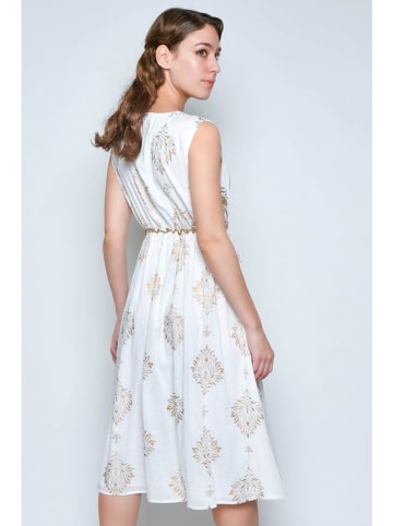 Tarifa Kleid in Weiß/ Gold