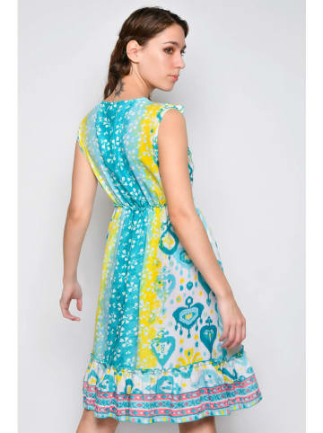 Tarifa Jurk geel/turquoise/wit