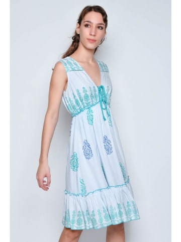 Tarifa Jurk wit/turquoise