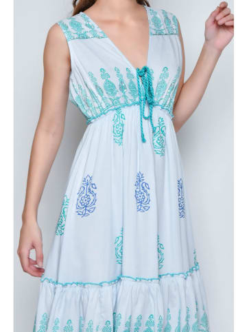Tarifa Jurk wit/turquoise