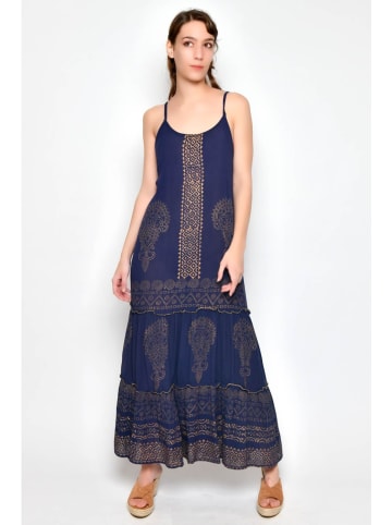 Tarifa Kleid in Dunkelblau/ Beige