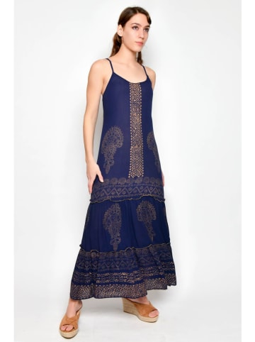 Tarifa Jurk donkerblauw/goudkleurig