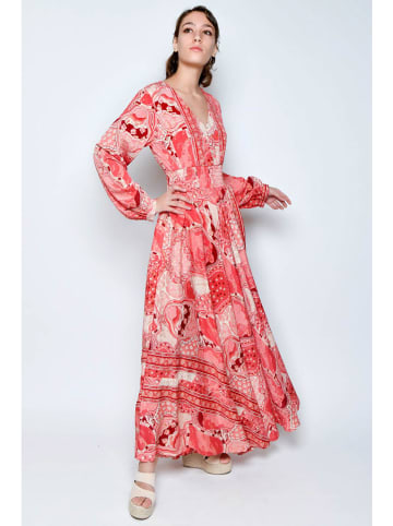 Tarifa Kleid in Rot/ Rosa/ Weiß