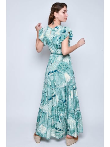 Tarifa Kleid in Turkis/ Weiß