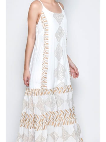 Tarifa Kleid in Weiß/ Camel