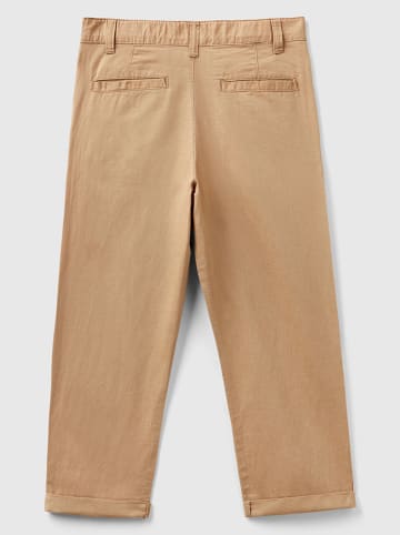 Benetton Linnen chinobroek - regular fit - lichtbruin