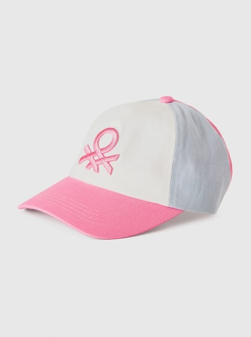 Benetton Cap in Weiß/ Rosa