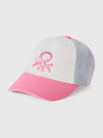 Benetton Cap in Weiß/ Rosa