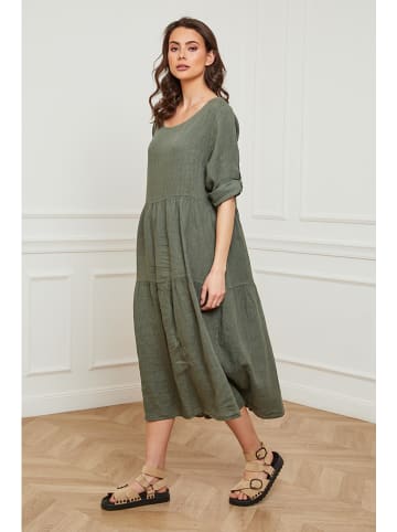 Plume Leinen-Kleid "Depay" in Khaki