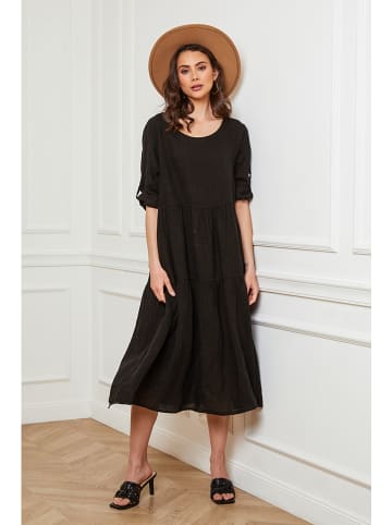 Plume Leinen-Kleid "Depay" in Schwarz