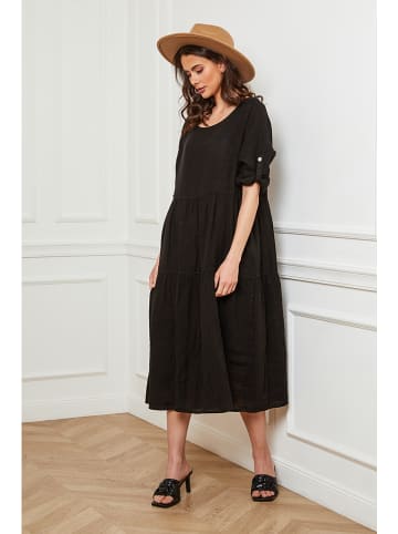Plume Leinen-Kleid "Depay" in Schwarz