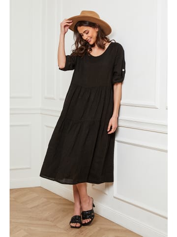 Plume Leinen-Kleid "Depay" in Schwarz