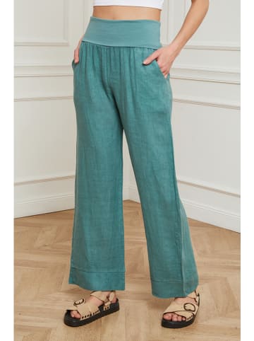 Plume Linnen broek "Derwan" turquoise