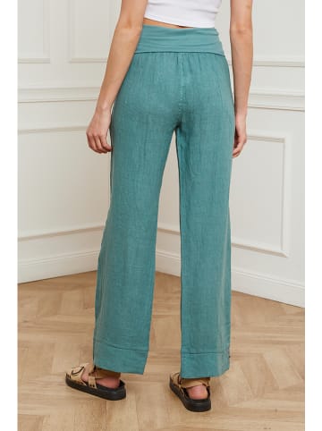 Plume Linnen broek "Derwan" turquoise