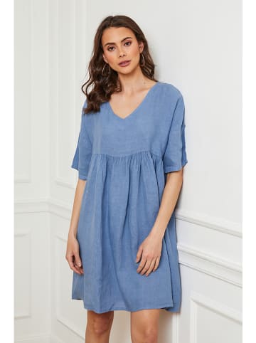 Plume Leinen-Kleid "Dobby" in Blau