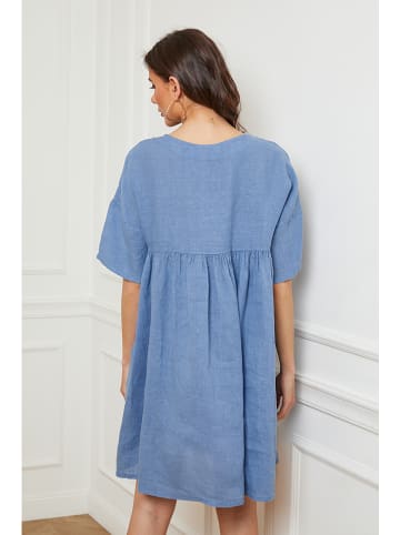 Plume Leinen-Kleid "Dobby" in Blau