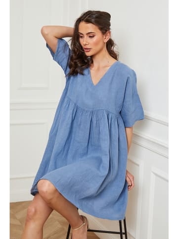 Plume Leinen-Kleid "Dobby" in Blau