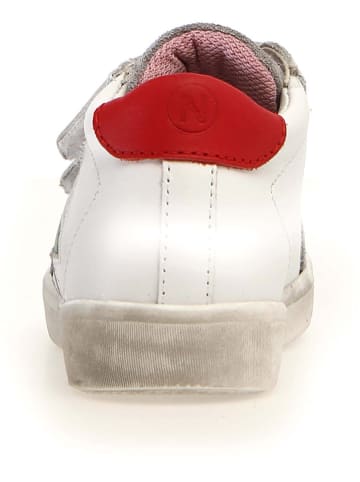 Naturino Leder-Sneakers "Dorrie" in Grau/ Weiß/ Rot
