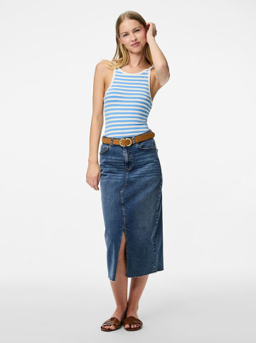Pieces Top "Jane" in Blau/Weiß