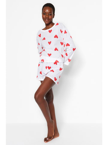 trendyol Pyjama in Weiß/ Rot