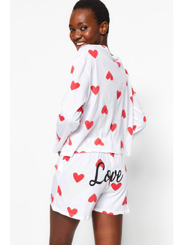 trendyol Pyjama in Weiß/ Rot