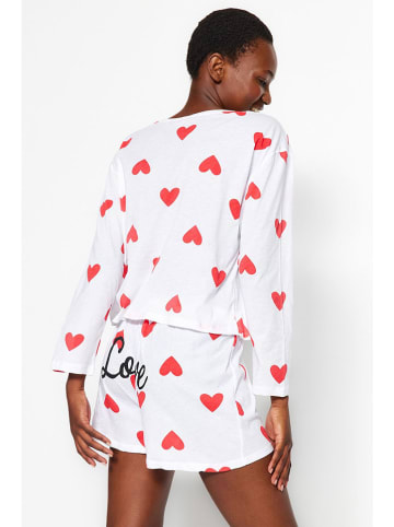 trendyol Pyjama in Weiß/ Rot