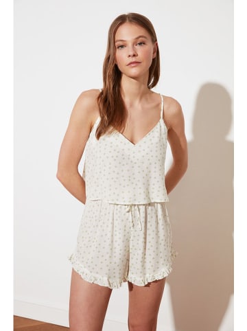 trendyol Pyjama in Creme/ Grün