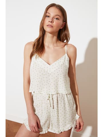 trendyol Pyjama in Creme/ Grün