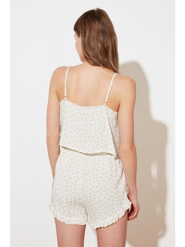 trendyol Pyjama in Creme/ Grün