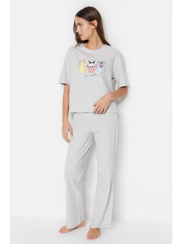 trendyol Pyjama in Grau/ Bunt