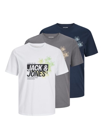Jack & Jones 3-delige set: shirts "Jaxon" wit/donkerblauw/grijs
