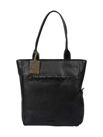 Burkely Leder-Schultertasche in Schwarz - (B)33 x (H)37 x (T)10 cm
