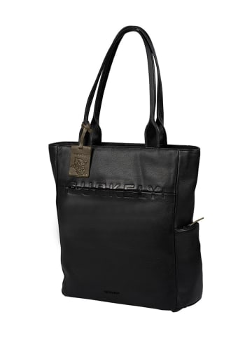 Burkely Leder-Schultertasche in Schwarz - (B)33 x (H)37 x (T)10 cm