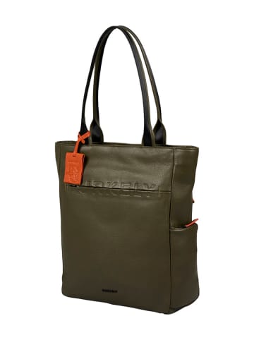 Burkely Skórzana torebka w kolorze khaki - 33 x 37 x 10 cm