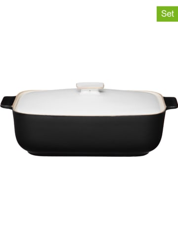 Maku 2-delige set: ovenvorm met deksel zwart/wit - (L)31 x (B)18 cm